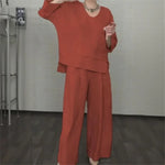 Women's Layered Top & Wide Leg Trouser Set