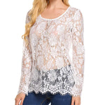 Sexy Sheer Floral Lace Blouse Top - Zeagoo (Us Only)
