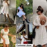 Lantern Sleeve Swing Mini Dress - Zeagoo (Us Only)