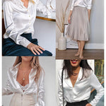Satin V Neck Twist Front Silk Shirts - Zeagoo (Us Only)