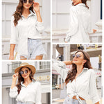 Satin Silk Shirt Floral Button Down Blouse - Zeagoo (Us Only)