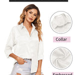 Satin Silk Shirt Floral Button Down Blouse - Zeagoo (Us Only)