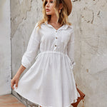 Linen Tunic Dress Shirts Boho Coverup Dresses with Belt - Zeagoo (Us Only)