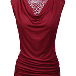 Ruched Cowl Neck Tank Tops - Zeagoo (Us Only)