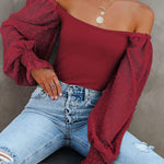 Puff Long Sleeve Bodysuit Leotard Sheer Top - Zeagoo (Us Only)
