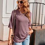 Zeagoo Ribbed Knit Short Sleeve Casual Tunic Tops