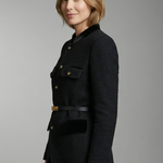 Women’s Blazer with Belted Waist and Button Closure
