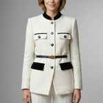 Women’s Blazer with Belted Waist and Button Closure