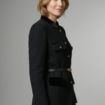 Women’s Blazer with Belted Waist and Button Closure