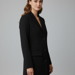 Women’s Longline Blazer with Notched Lapel and Front Buttons