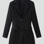 Women’s Longline Blazer with Notched Lapel and Front Buttons