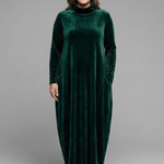 Sophie Turner | Velvet Maxi Dress with High Neck For Women