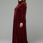 Sophie Turner | Velvet Maxi Dress with High Neck For Women