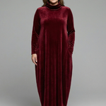 Sophie Turner | Velvet Maxi Dress with High Neck For Women