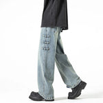 Men's Breathable Denim Wide Leg Pants | Bold Oversized Streetwear Style