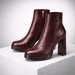 Women's Leather Side-Zip Block Heels | Secure Everyday Fit