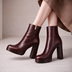 Women's Leather Side-Zip Block Heels | Secure Everyday Fit