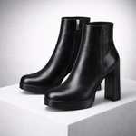 Women's Leather Side-Zip Block Heels | Secure Everyday Fit