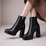 Women's Leather Side-Zip Block Heels | Secure Everyday Fit