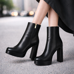 Women's Leather Side-Zip Block Heels | Secure Everyday Fit