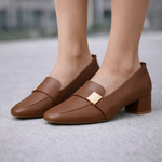 Women's Leather Block Heels | Refined Office Fit