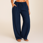Women's Linen Cotton Blend Wide-Leg Trousers | Lightweight Breathable Comfort