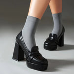 Women's Leather Buckle Block Heels | Refined Secure Fit