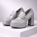 Women's Leather Buckle Block Heels | Refined Secure Fit