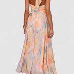 Élodie Moreau | Floral Halter Maxi Dress with Flowing Elegance For Women