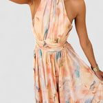 Élodie Moreau | Floral Halter Maxi Dress with Flowing Elegance For Women