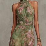 Renata | Floral Halter Neck Maxi Dress