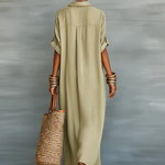 Manuela | Vestito Lungo Verde Oliva Minimalista