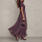 Alice | Long Purple Dress Keyhole Neckline