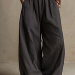 Boho Charcoal Crisscross Halter Pinstripe Wide-Leg Jumpsuit