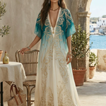 Gradient Gold Printed Kaftan Flowing Maxi Dress