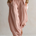 Pink Loose Shirt And Wide-leg Lantern Pants Set
