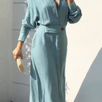 Elegant Long Sleeve Simple Shirt Dress