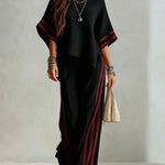 Casual Striped Color-Block Wide-Leg Pants Two-Piece Set