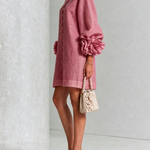 Vintage Rose Floral Button-down Mini Dress With Striking Floral Cuffs