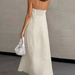 Strapless A-line Linen Long Dress