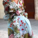 Elegant Floral Print Shirt and Skirt Two-piece Set