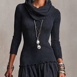 Navy Blue Cowl-neck Maxi Dress With Ethnic Geometric Print