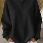 Waffle Knit Button Detail Top