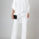 Off-the-shoulder Irregular Chiffon Suit