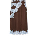Elegant Brown and Blue Lace Panel Skirt