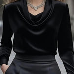 Elegant Solid Color Satin Collar Shirt