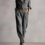Anna | Completo Camicia e Pantalone a Quadri Monocromatico