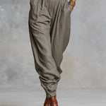 Cotton And Linen Blended Long Sleeve Shirt Jumpsuit