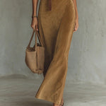 Suede Single-breasted Lapel Maxi Dress