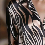 Elegant Satin Collar Zebra Print Shirt